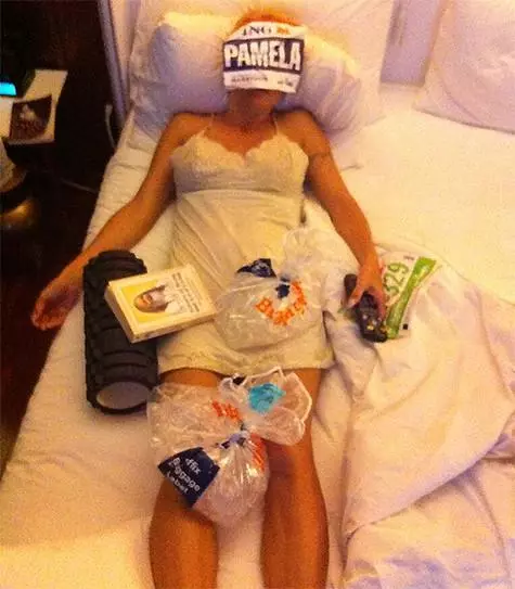 Pamela Anderson après le marathon. Photo: Facebook.com.
