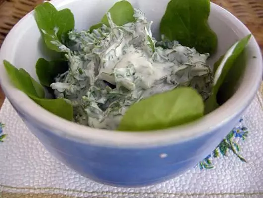 Nchịkọta na akwa: cress salad na uto na eyịm