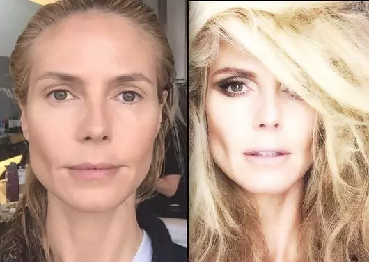 Heidi Klum menunjukkan bagaimana makeup mengubahnya