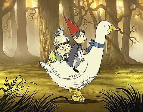 WirthとGregは不思議と呼ばれる神秘的な森を旅行します。 「ヘッジの側面にある」アニメーションシリーズからのフレーム。
