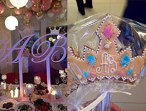 Dzimšanas dienas telpā Alla Victoria veica salds vainags ar iniciāļiem. Foto: Instagram.com/fkirkorovs.