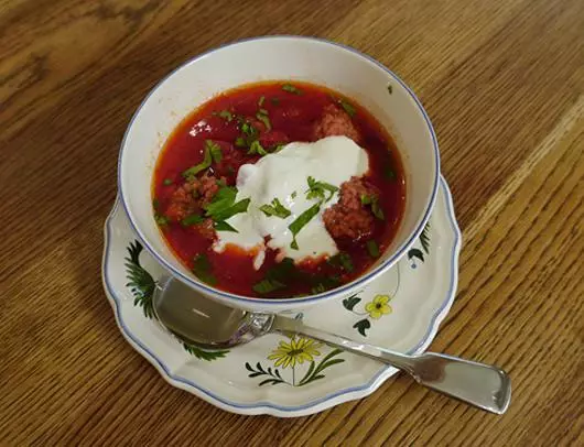 Beet Meatball Soup