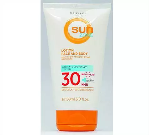 Sun Zone Sunscreen Lotion med høy grad av beskyttelse SPF 30 fra Oriflame. .