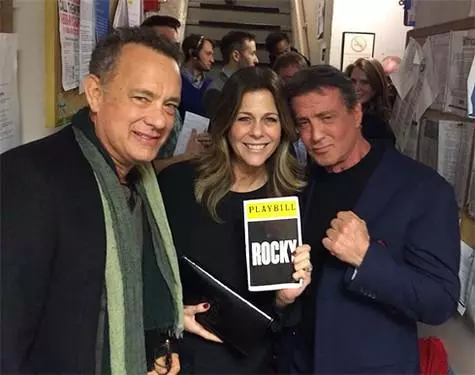 Tom Hanks, Rita Wilson og Sylvester Stallone. Mynd: Twitter.com/@ritawilson.