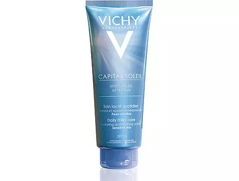 Nglerut balm saka Soleil Soleil Burns karo Vitamin E lan butter Carite, Vichy. Waca rangkeng-.