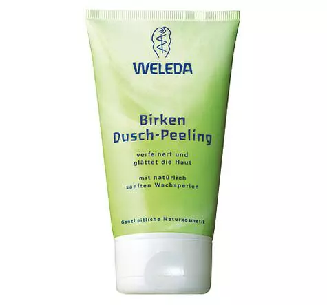 Birken Dusch-Peeling saka Weleda. Waca rangkeng-.
