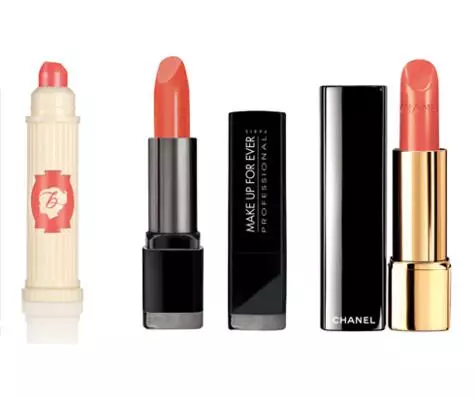 Lliw Craidd Lipstick, Tutti Cutie, Budd-dal; Artist minlliw yn ddwys, yn gwneud iawn am byth; Lipstick Rouge Excensrique, Chanel. .