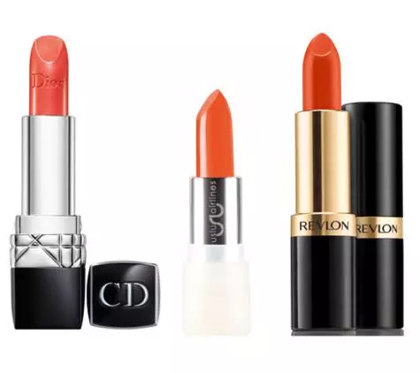Lipstick Dior Caethiwed, Plisse Soleil 532, Christian Dior; Clust Lipstick, USLU Airlines; Ysbryd Carnifal Lipstick, Casgliad Rio Rush, Revlon. .